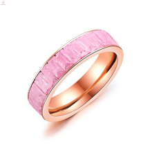 Bague de fiançailles de mariage en or rose avec bande de cristal rectangle